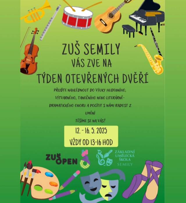 Co nejsrdečněji vás zveme na naše dny otevřených dveří! Přijďte se podívat, jak to u nás chodí 🎵🩰🎭🎨🤗
